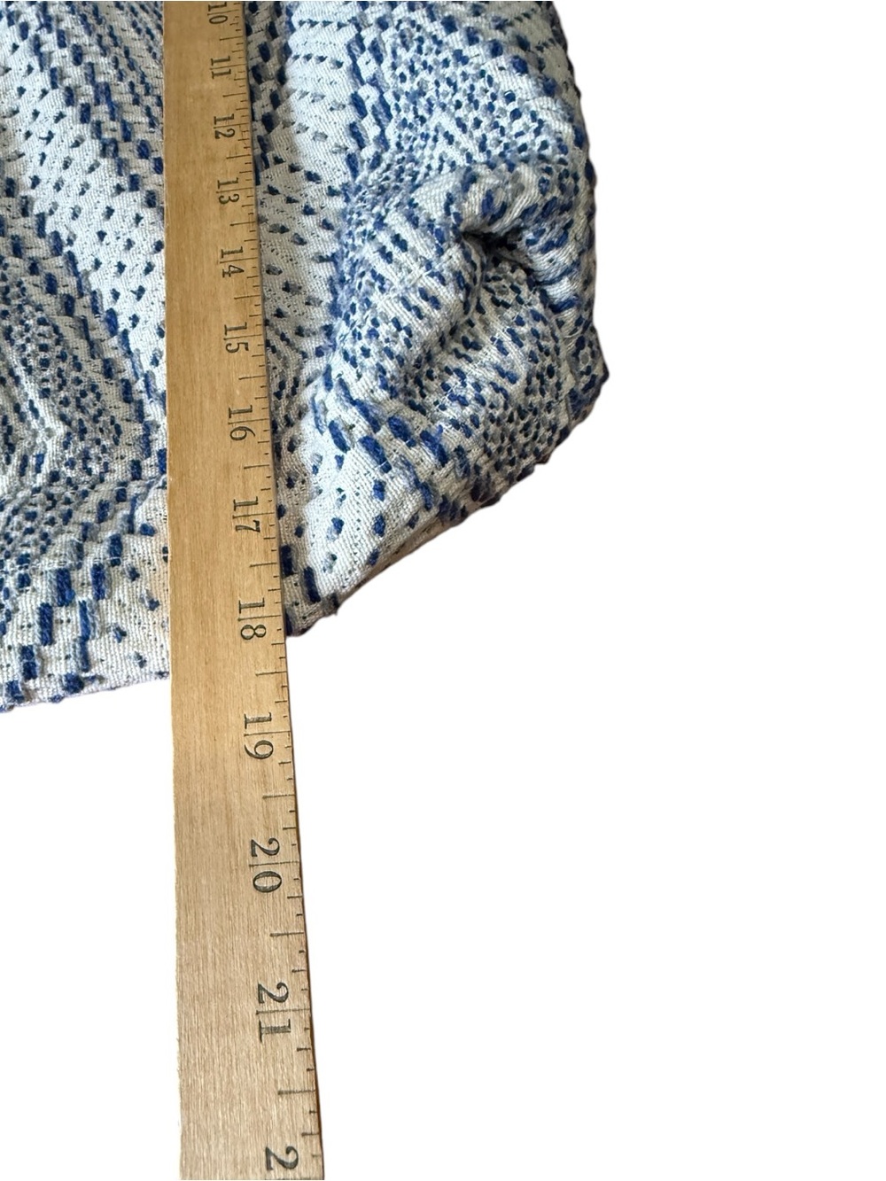 Blue and Cream Geometric Hobo Tote Bag Beach Bag - Picture 7 of 9